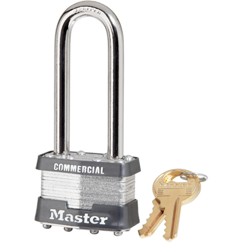 Commercial Padlock, Silver, Keyed Different, Laminated Steel, 1-3/4" Width Auto-Cam