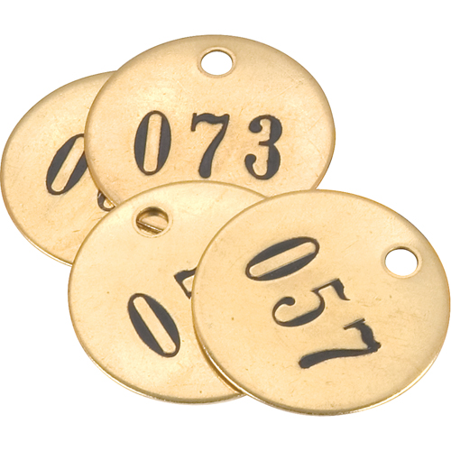 Numbered Tags, # 001 - 025, Brass, 1" dia Auto-Cam