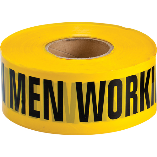 Barricade Tape, English, 3" W x 1000' L, 3.5 mils, Black on Yellow Auto-Cam