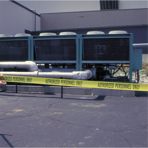 Rubans pour barricades, Anglais, 3" la x 1000' lo, 2 mils, Noir sur jaune Auto-Cam