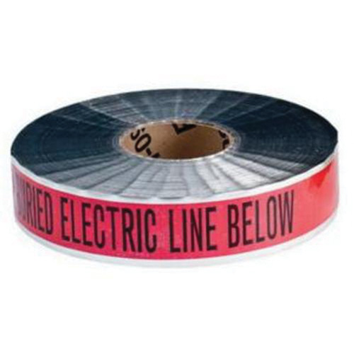 "Electric Line" Identoline&reg; Underground Warning Tape, 2" W x 1000' L, Black on Red Auto-Cam