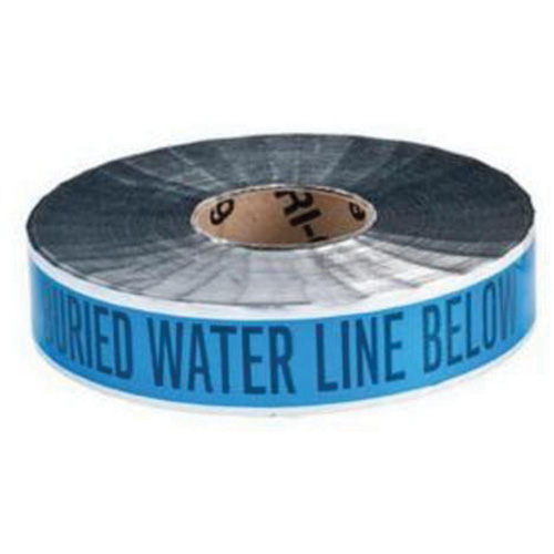 "Water Line" Identoline&reg; Underground Warning Tape, 2" W x 1000' L, Black on Blue Auto-Cam