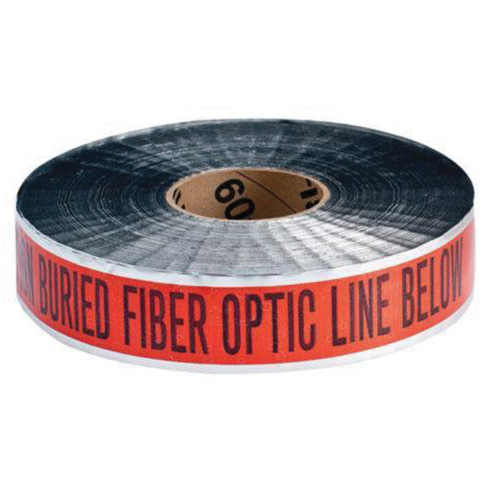 "Fiber Optic Line" Identoline&reg; Underground Warning Tape, 2" W x 1000' L, Black on Orange Auto-Cam