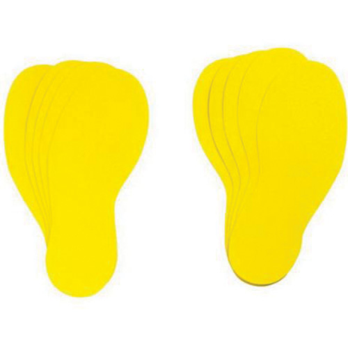 Floor Marking Labels, Footprint, 12" L x 3.75" W, Yellow, Vinyl Auto-Cam