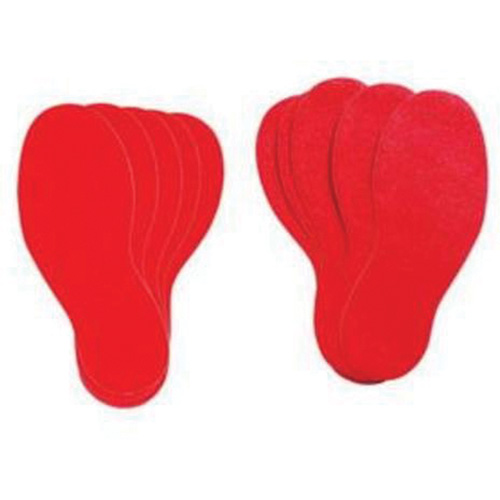 Floor Marking Labels, Footprint, 12" L x 3.75" W, Red, Vinyl Auto-Cam