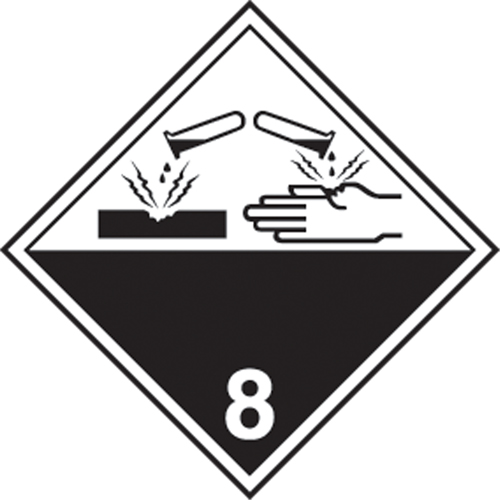 TDG Shipping Labels, Class 8, Corrosives, Paper Auto-Cam