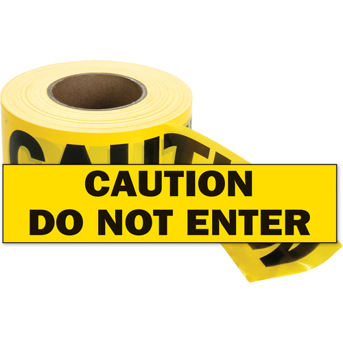 Barricade Tape, English, 3" W x 1000' L, 2 mils, Black on Yellow Auto-Cam