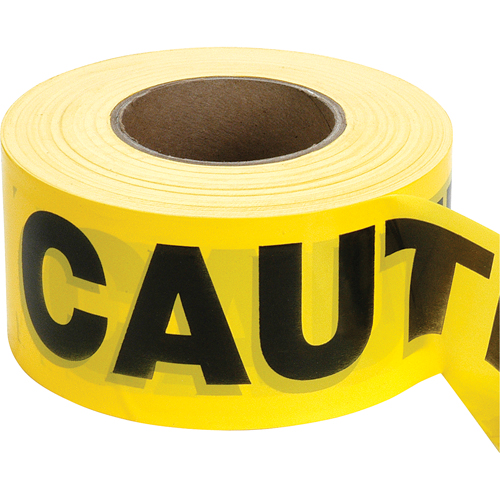 Barricade Tape, English, 3" W x 1000' L, 2 mils, Black on Yellow Auto-Cam