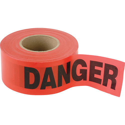 Standard Smaller Barricade Tape, English, 3" W x 300' L, 2 mils, Black on Red Auto-Cam