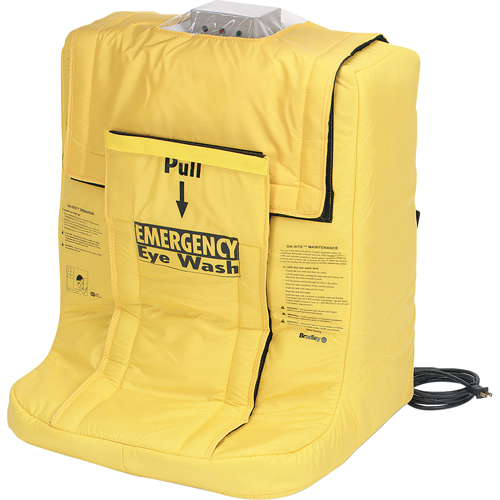 Douche oculaire On-Site avec enveloppe chauffante, Aliment&eacute; par gravit&eacute;, Capacit&eacute; 7 gal., Conformit&eacute; ANSI Z358.1 Auto-Cam