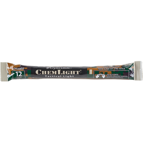 B&acirc;tons de s&eacute;curit&eacute; luminescents Cyalume 6", Orange, Dur&eacute;e 12 h Auto-Cam