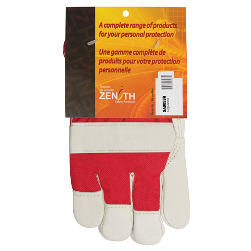 Red & White Premium Winter-Lined Fitters Gloves, Large, Grain Cowhide Palm, Boa Inner Lining Auto-Cam