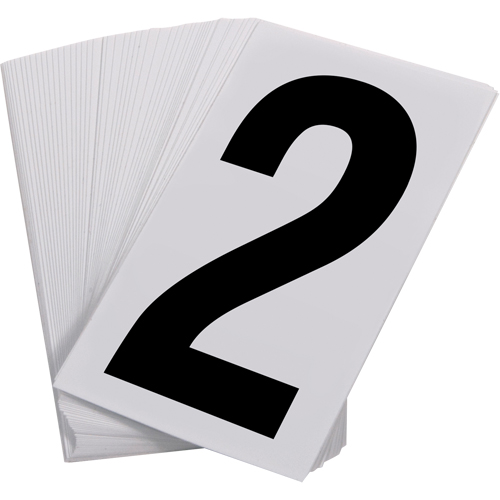 Pressure Sensitive Numbering, 2, 3-1/2" H, Black on White Auto-Cam
