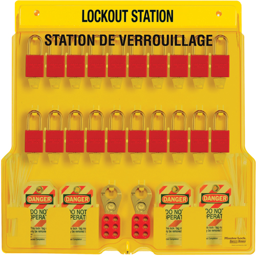 Station de verrouillage, Cadenas Thermoplastique, Capacit&eacute; de 20, Cadenas Compris Auto-Cam