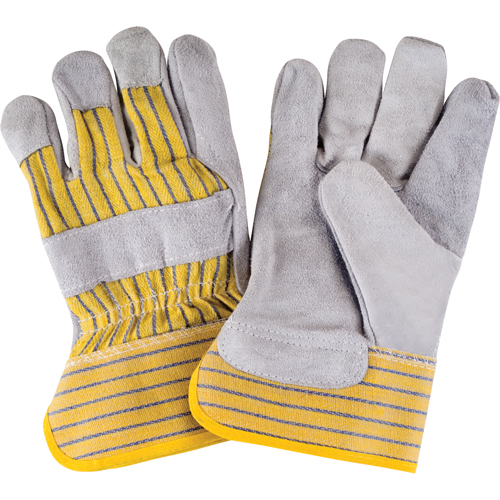 Gants d'ajusteur de premi&egrave;re qualit&eacute;, Grand, Paume en Cuir de vache refendu, Doublure en Coton Auto-Cam
