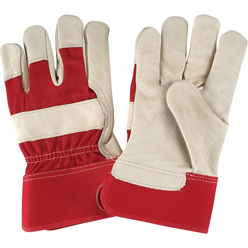 Premium Dry-Palm Fitters Gloves, Large, Grain Cowhide Palm, Cotton Inner Lining Auto-Cam