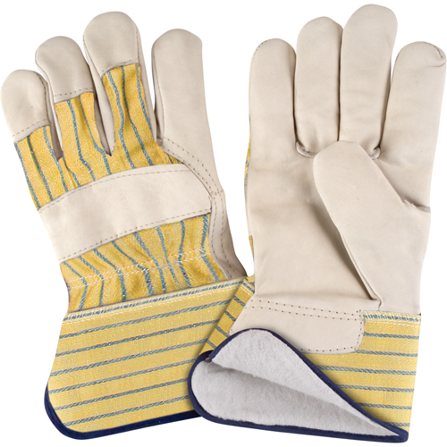 Abrasion-Resistant Winter-Lined Fitters Gloves, X-Large, Grain Cowhide Palm, Cotton Fleece Inner Lining Auto-Cam