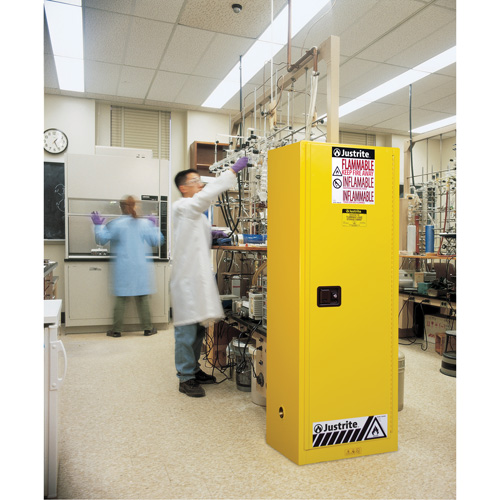 Sure-Grip&reg; EX Slimline Flammable Safety Cabinet, 22 gal., 1 Door, 23.25" W x 65" H x 18" D Auto-Cam
