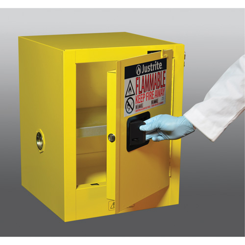 Sure-Grip&reg; EX Countertop Flammable Safety Cabinet, 4 gal., 1 Door, 17" W x 22" H x 17" D Auto-Cam