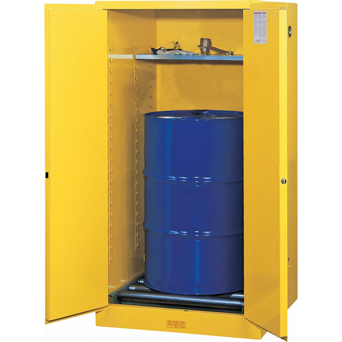 Sure-Grip&reg; EX Vertical Drum Storage Cabinets, 55 US gal. Cap., Yellow Auto-Cam