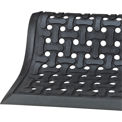 Comfort Flow Mats, Slotted, 2-83/100' x 9-1/12' x 3/8", Black, Nitrile Auto-Cam