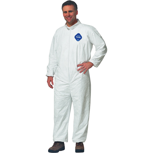 Coveralls, Medium, White, Tyvek&reg; 400 Auto-Cam