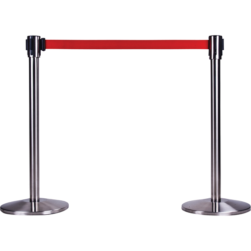 Poteau r&eacute;cepteur pour barri&egrave;res sur pieds pour le contr&ocirc;le des foules, Hauteur de 35", Acier inoxydable Auto-Cam