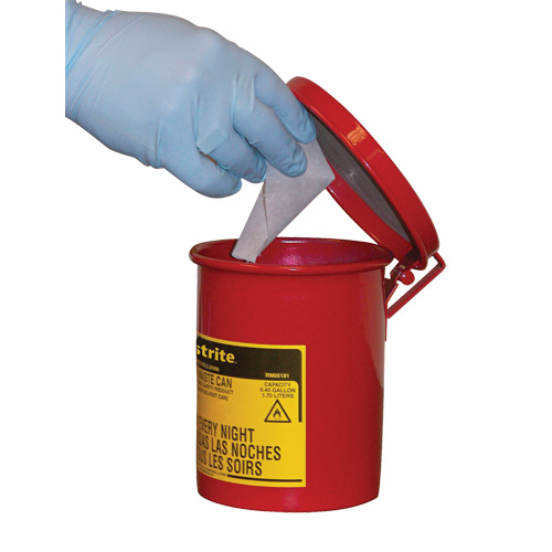 Mini Bench - Top Oily Waste Cans, FM Approved, 0.45 US gallon, Red Auto-Cam