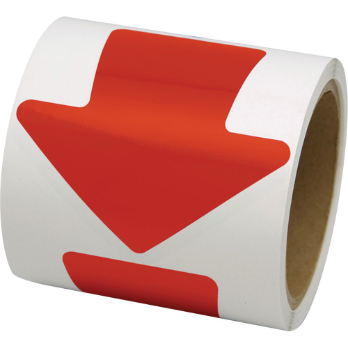 Coloured Floor Marking Decals, Arrow, 4" L x 4" W, Red, Vinyl Auto-Cam
