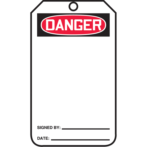 Safety Tags, Plastic, 3-3/8" W x 5-7/8" H, English Auto-Cam