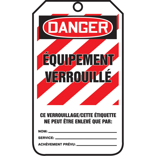 &eacute;tiquettes de verrouillage, Plastique, 3-3/8" la x 5-7/8" h, Français Auto-Cam