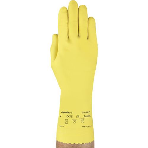VersaTouch&reg; 297 Gloves, Size X-Large/10, 12" L, Rubber Latex, Flock-Lined Inner Lining, 20-mil Auto-Cam