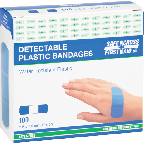Bandages, Rectangular/Square, 3", Plastic Metal Detectable, Sterile Auto-Cam