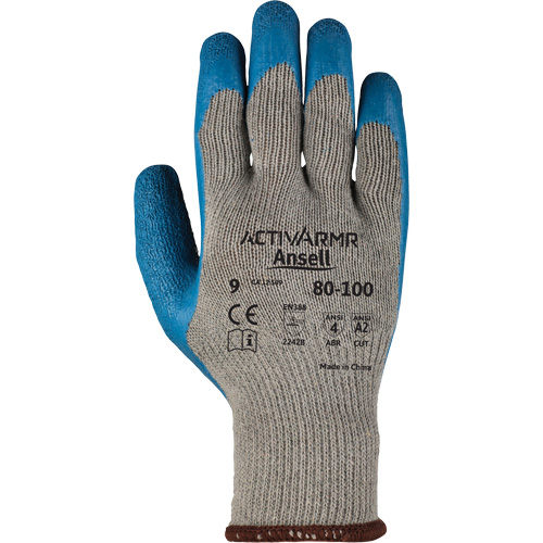 ActivArmr&reg; 80-100 Gloves, 9/Large, Rubber Latex Coating, 10 Gauge, Polyester/Cotton Shell Auto-Cam