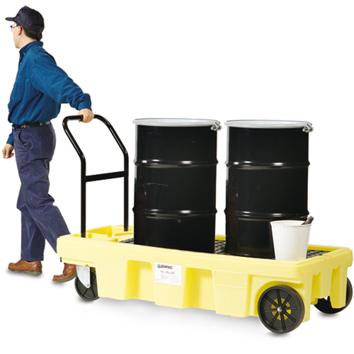Chariots Poly-Spillcart, 66,5" lo x 29" la x 43,9" h, Cap. de d&eacute;versement 57 gal. US Auto-Cam