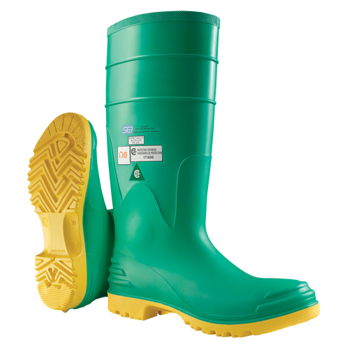 Hazmax&reg; 16" Kneeboot, PVC, Steel Toe, Size 6, Puncture Resistant Sole Auto-Cam