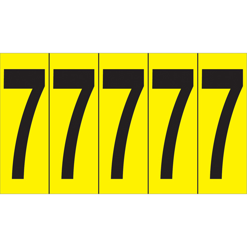 Individual Adhesive Number Markers, 7, 3-7/8" H, Black on Yellow Auto-Cam