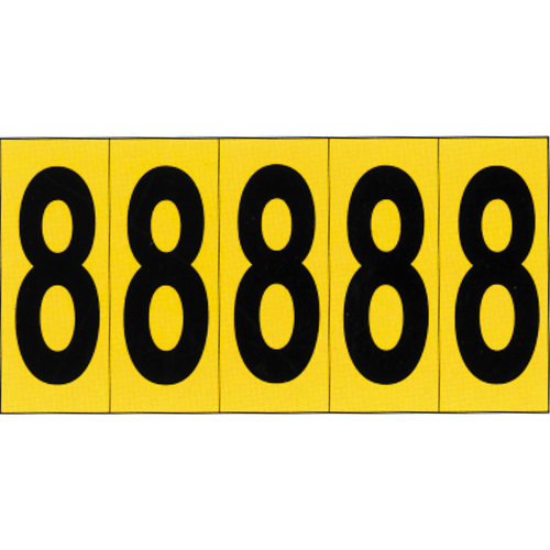 Individual Adhesive Number Markers, 8, 3-7/8" H, Black on Yellow Auto-Cam