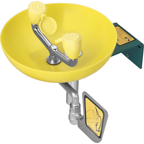 Poste de douche oculaire/faciale, Installation Montage mural, Bol Plastique Auto-Cam