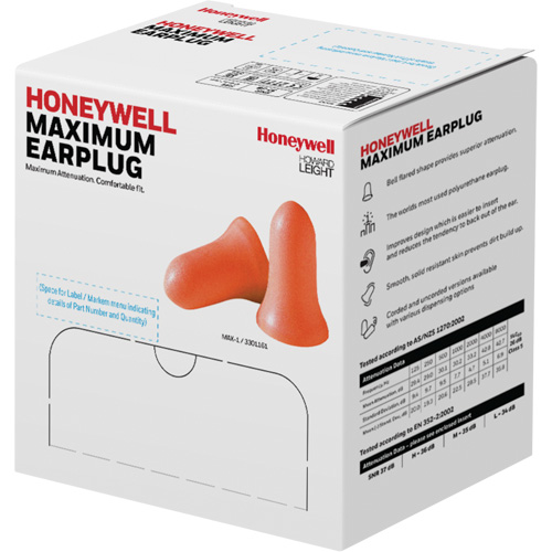 Bouchons d'oreilles en mousse Maximum de Howard Leight, Vrac - Sac en poly Auto-Cam
