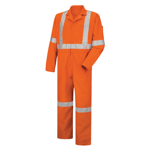 Hi-Visibility Coveralls , Men's, Orange, Size 38 Auto-Cam