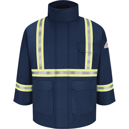 Flame Resistant Parkas with Reflective Striping, Men's, 3X-Large, Navy Blue Auto-Cam