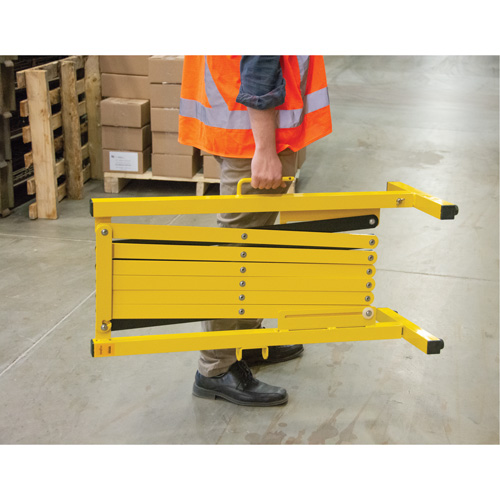 Expandable Barrier, 37" H x 11' L, Black/Yellow Auto-Cam