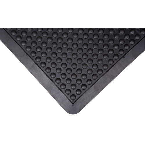 Anti-Fatigue Dome Matting, Bubbled, 2' x 3' x 1/2", Black, Rubber Auto-Cam
