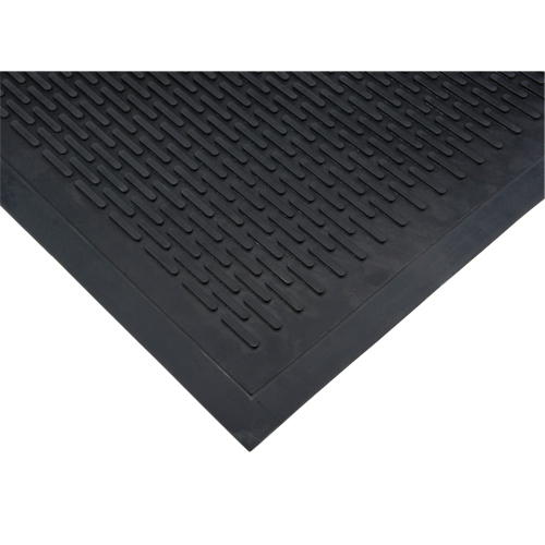 Low-Profile Matting, Rubber, Scraper Type, Solid Pattern, 3' x 5', Black Auto-Cam