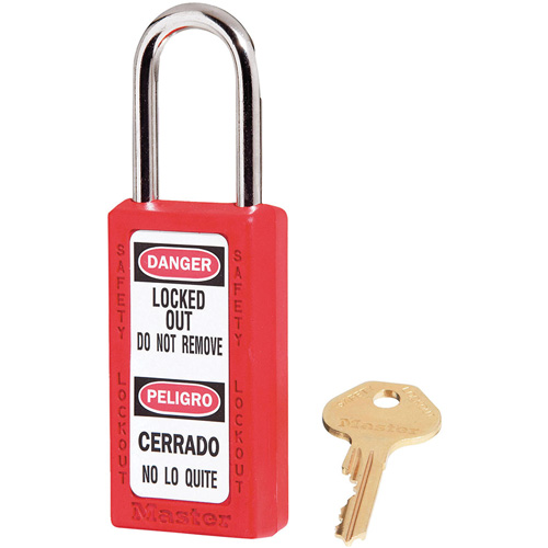 Cadenas de s&eacute;curit&eacute; Zenex 411, Rouge, Cl&eacute;s identiques, Thermoplastique, Largeur de 1-1/2" Auto-Cam