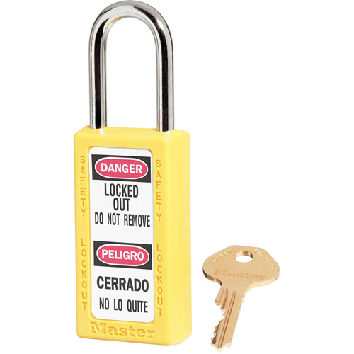 Cadenas de s&eacute;curit&eacute; Zenex 411, Jaune, Cl&eacute;s identiques, Thermoplastique, Largeur de 1-1/2" Auto-Cam