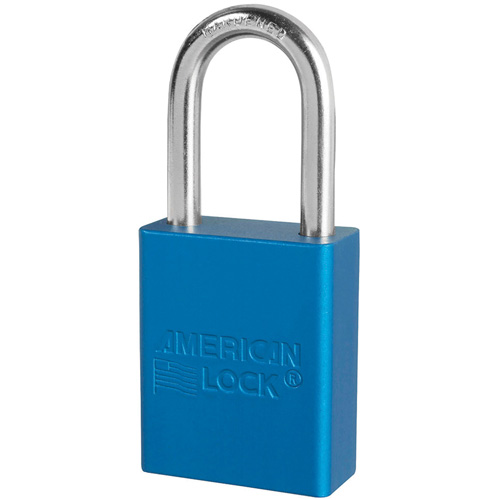 American Lock&reg; Safety Padlocks, Blue, Keyed Alike, Aluminum, 1-1/2" Width Auto-Cam