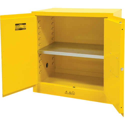 Flammable Storage Cabinet, 22 gal., 2 Door, 35" W x 35" H x 22" D Auto-Cam