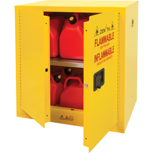 Flammable Storage Cabinet, 22 gal., 2 Door, 35" W x 35" H x 22" D Auto-Cam